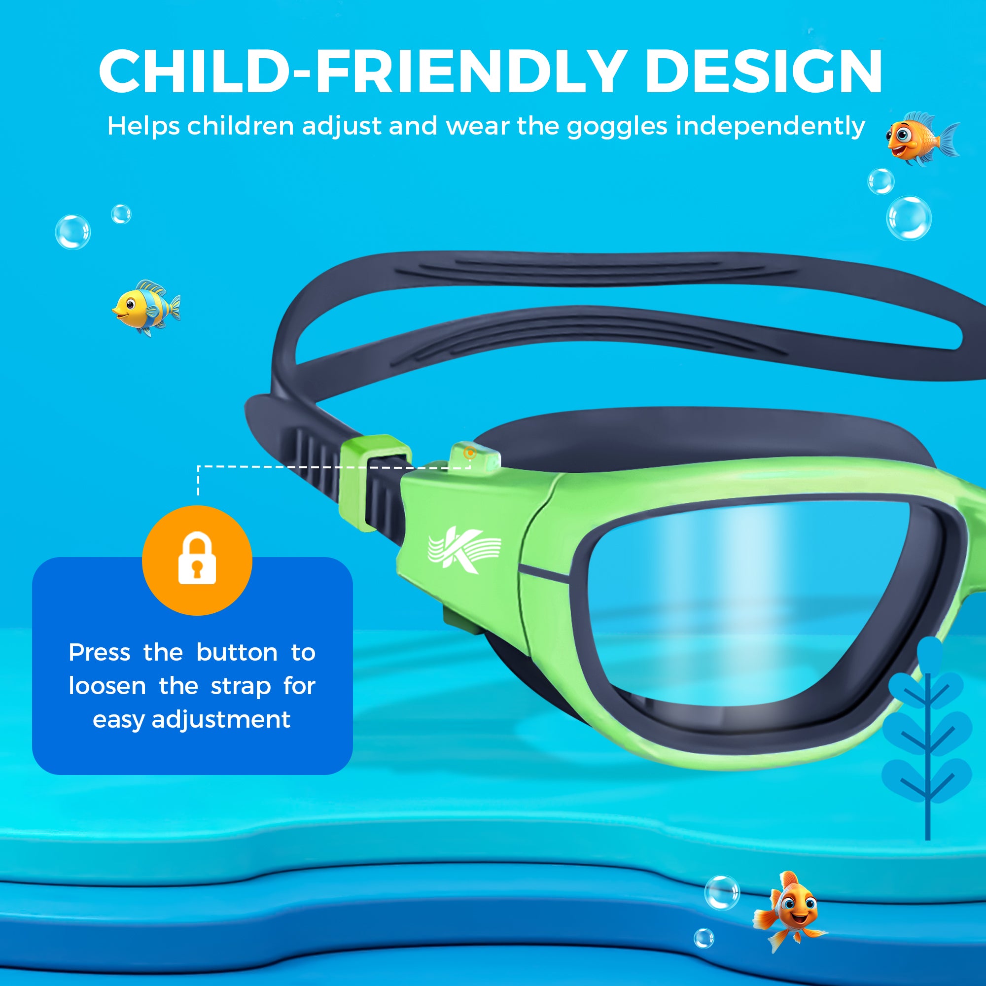 Kyrox Kids Swim Goggle Green