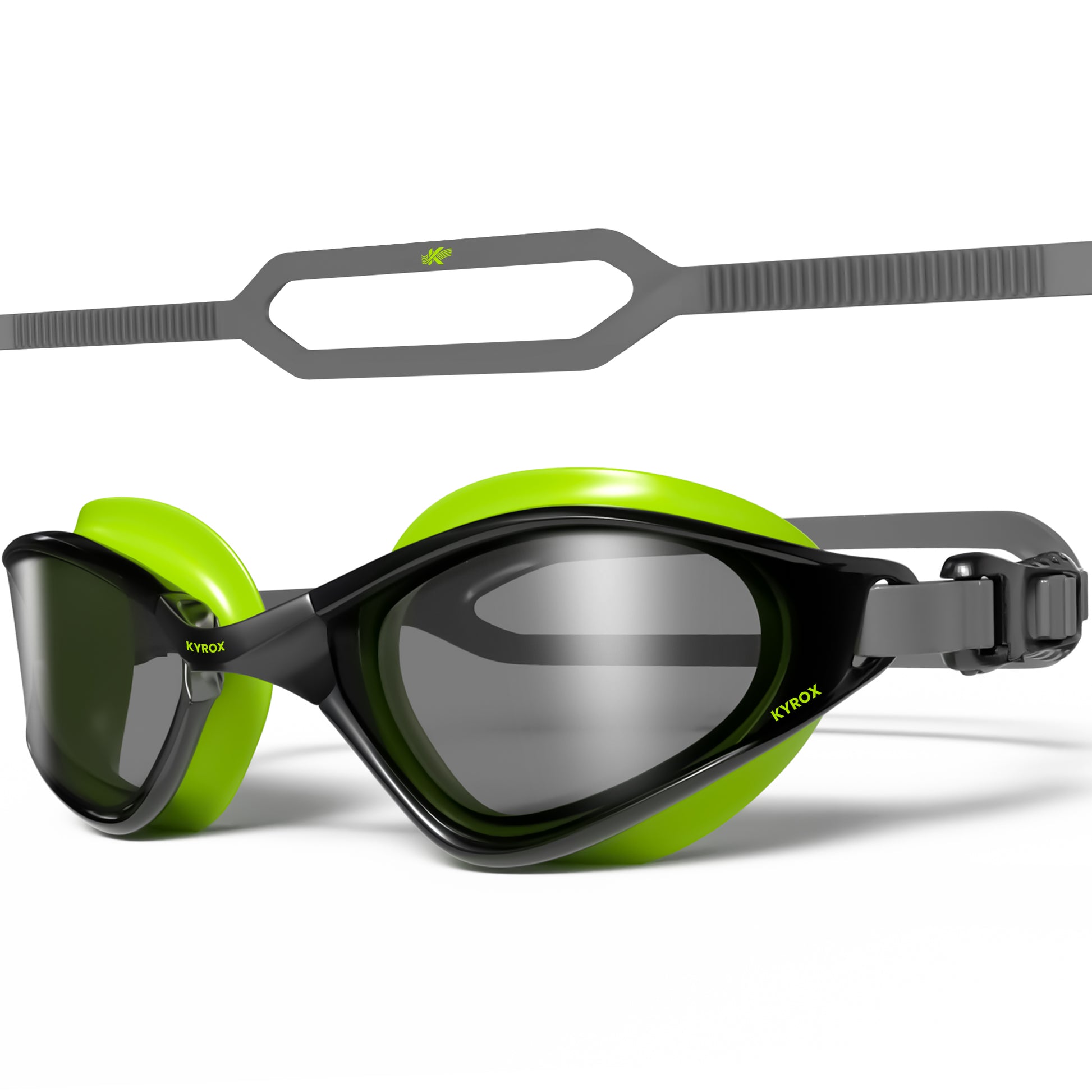 Kyrox Jetstream Racing Swim Goggles – Hydrodynamic Fit with Anti-Fog Mirror Lenses - Green