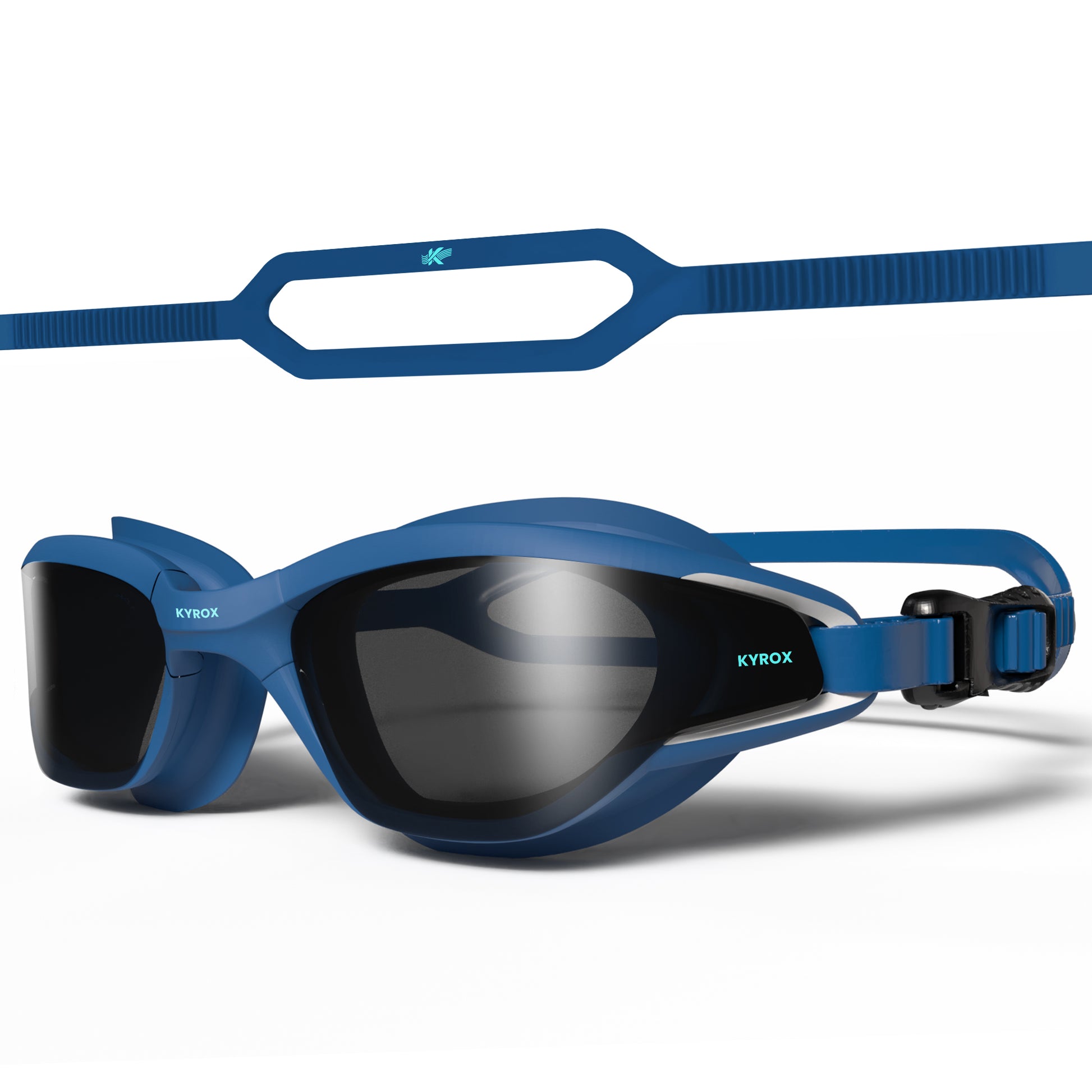 Kyrox Surge Racing Swim Goggles – Hydrodynamic Fit with Anti-Fog Mirror Lenses - Blue