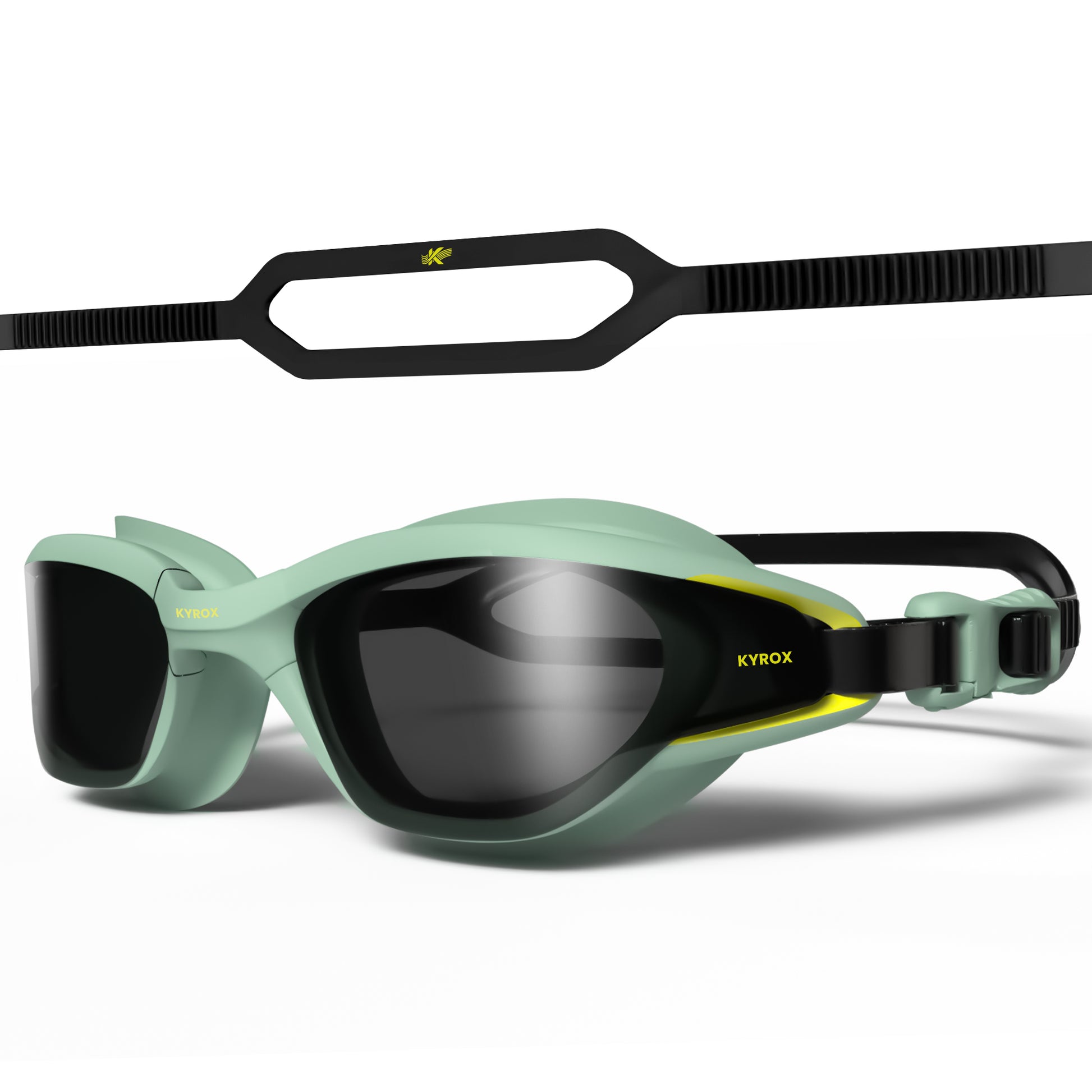 Kyrox Surge Racing Swim Goggles – Hydrodynamic Fit with Anti-Fog Mirror Lenses - Green