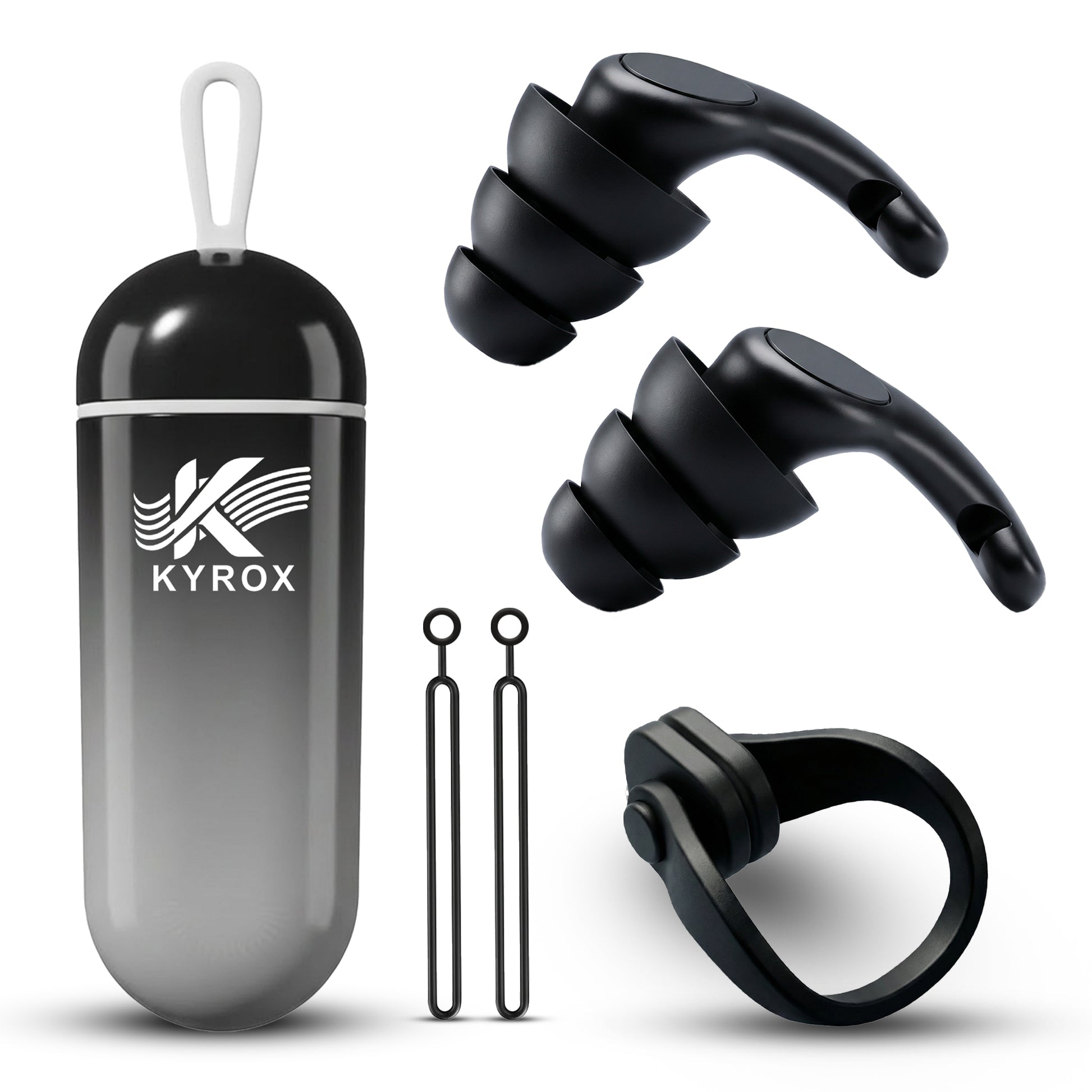 Kyrox Swimming Nose and Earplugs - Anti-Leak Silicone Design For Adults – Black