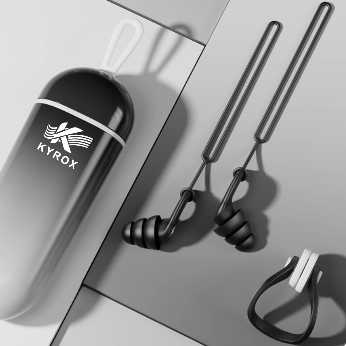 Kyrox Swimming Nose and Earplugs - Anti-Leak Silicone Design For Adults – Black