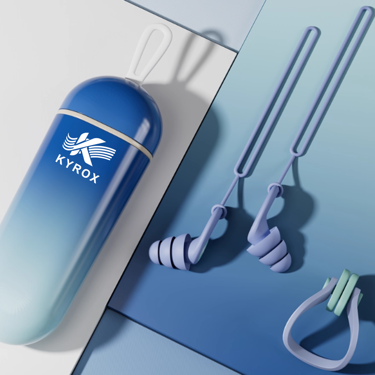 Kyrox Swimming Nose and Earplugs - Anti-Leak Silicone Design For Adults – White