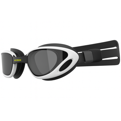 Kyrox Aqua Racing Swim Goggles – Hydrodynamic Fit with Anti-Fog Mirror Lenses - Black & white